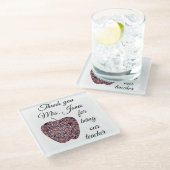 ありがとう赤モザイクアップル先生感謝 ガラスコースター (アングル)