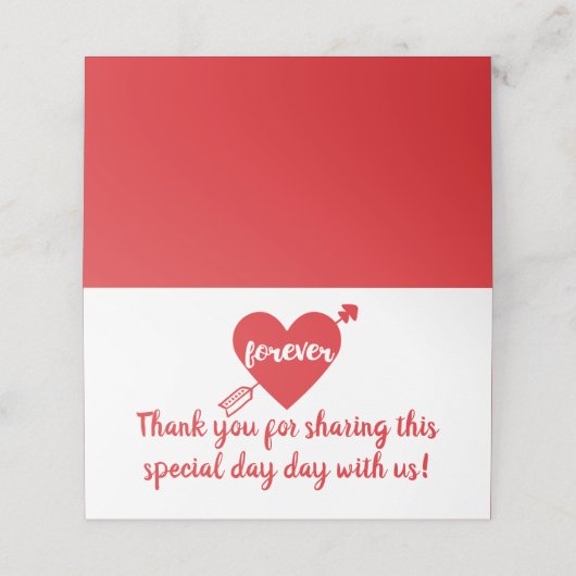 ありがとう赤白結婚ハートの記念日 プレイスカード (外部開封)