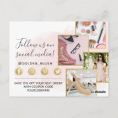 ありがとう赤面ピンクウォーターカラー&金ゴールド4-Photo ポストカード (裏面)