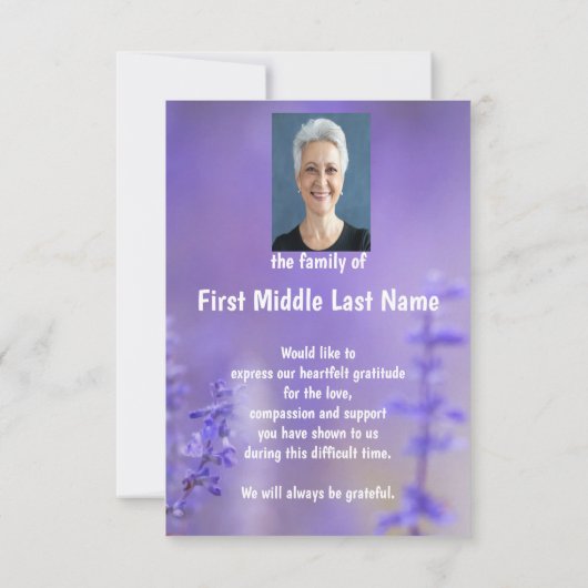 ありがとう追悼式お祝い・オブ・ライフ サンキューカード (裏面)