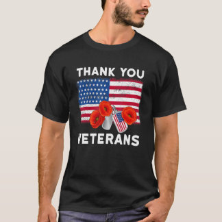ありがとう退役軍人は戦うブーツpoppyフラワーベーター tシャツ