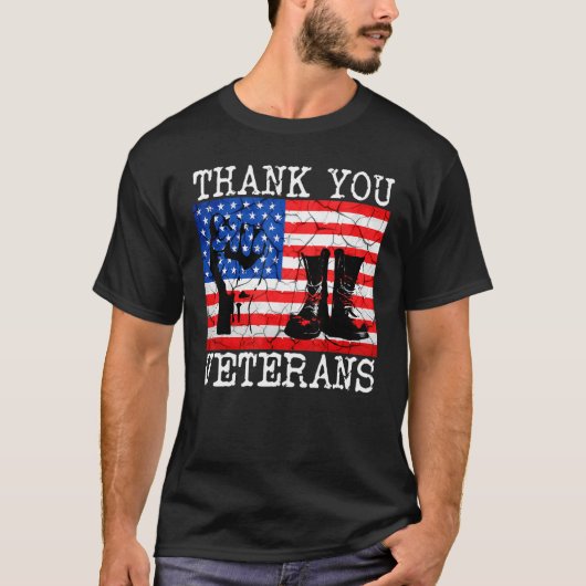 ありがとう退役軍人コンバットブーツ連帯退役軍人 Tシャツ (正面)