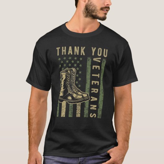 ありがとう退役軍人コンバットブーツAmerican Patriotic Tシャツ (正面)