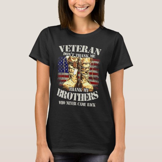 ありがとう退役軍人ブラザーズ戦闘靴ドッグタグ Tシャツ (正面)