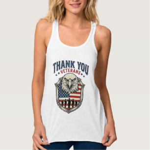 ありがとう退役軍人愛国ワシシールドTシャツ_1 タンクトップ