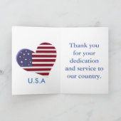 ありがとう退役軍人、赤白青抽象芸術 サンキューカード (内部)