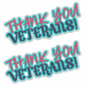 ありがとう退役軍人!2つの赤い青のアクア シール (正面)
