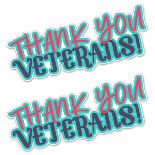 ありがとう退役軍人!2つの赤い青のアクア シール (正面)