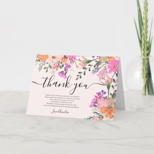 ありがとう野生の花パステル春シャワー サンキューカード (正面)