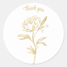 ありがとう金ゴールドインクラインスケッチバラ花 ラウンドシール