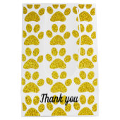 ありがとう金ゴールドグリッターポー印刷かわいい結婚式 ミディアムペーパーバッグ (裏面)