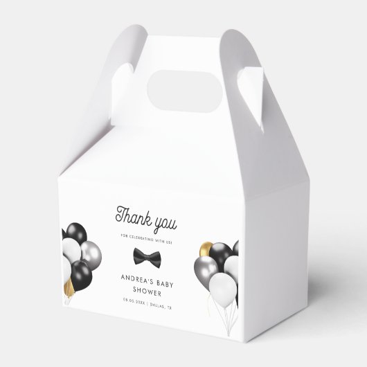 ありがとう金ゴールドシルバー風船レトロ赤ちゃんシャワー フェイバーボックス (正面サイド)