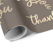 ありがとう金ゴールドスクリプトブラウンアイボリー書法 ラッピングペーパー (ロールコーナー)