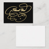 ありがとう金ゴールドスシンプルクリプトエレガントブラック ノートカード (正面/裏面)