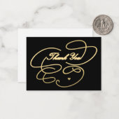 ありがとう金ゴールドスシンプルクリプトエレガントブラック ノートカード (正面/裏面インサイチュ)