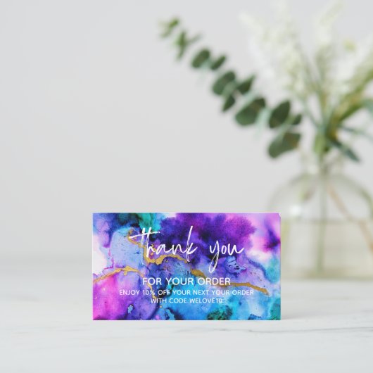 ありがとう金ゴールドブルーパープルロイヤリティカード2 名刺 (スタンド正面)