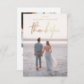 ありがとう金ゴールドホイルフェイクスクリプトウェディングカード 招待状 (正面/裏面)