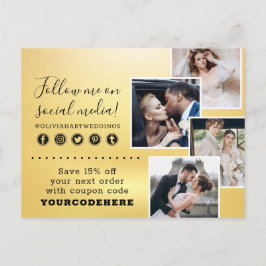 ありがとう金ゴールドミニマリストSwash Chicロゴ4-Photo ポストカード