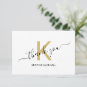 ありがとう金ゴールドモノグラムスクリプト サンキューカード (スタンド正面)