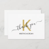 ありがとう金ゴールドモノグラムスクリプト サンキューカード (正面/裏面)