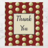 ありがとう金ゴールド水玉模様と深い赤い感謝 ワインラベル (シングルラベル)