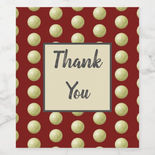 ありがとう金ゴールド水玉模様と深い赤い感謝 ワインラベル (シングルラベル)