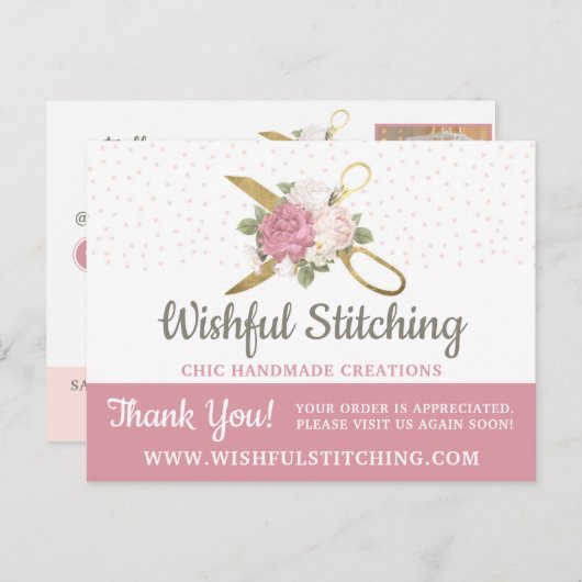 ありがとう金ゴールド裁縫はさみすぼらしいシック4-Photo ポストカード (正面/裏面)