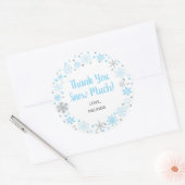 ありがとう雪の多くの好意ステッカーブルー&シルバー ラウンドシール (封筒)