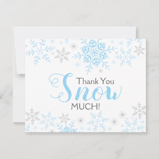 ありがとう雪の多くの青い男の赤ちゃんシャワーノートカード サンキューカード (正面)