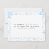 ありがとう雪の多くの青い男の赤ちゃんシャワーノートカード サンキューカード (裏面)