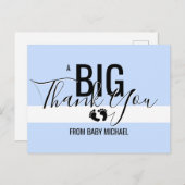 ありがとう青い白い足男の子ベイビーシャワーパーティー ポストカード (正面/裏面)