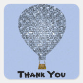 ありがとう青モザイク熱気球の感謝 スクエアシール (正面)