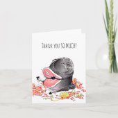 ありがとう非常に可愛い黒いパグサンキューカード カード (正面)