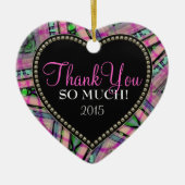 ありがとう非常に多くの抽象芸術ピンクハートオーナメント セラミックオーナメント (正面)