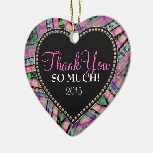 ありがとう非常に多くの抽象芸術ピンクハートオーナメント セラミックオーナメント (左)