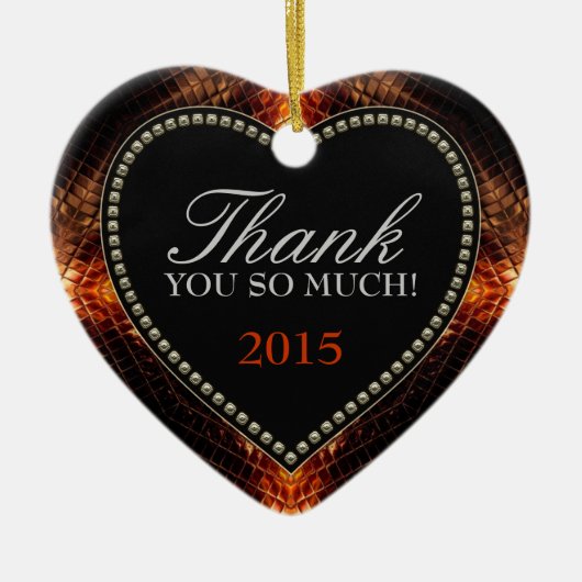 ありがとう非常に火のようなハートオーナメント セラミックオーナメント (正面)