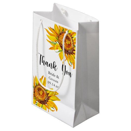 ありがとう黄色のひまわり結婚は小さな贈り物B スモールペーパーバッグ (正面アングル)