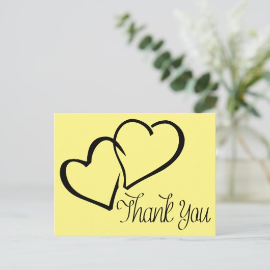 ありがとう黒と黄色のハートのポストカード ポストカード (スタンド正面)