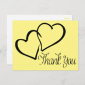 ありがとう黒と黄色のハートのポストカード ポストカード (正面/裏面)