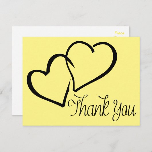 ありがとう黒と黄色のハートのポストカード ポストカード (正面/裏面)