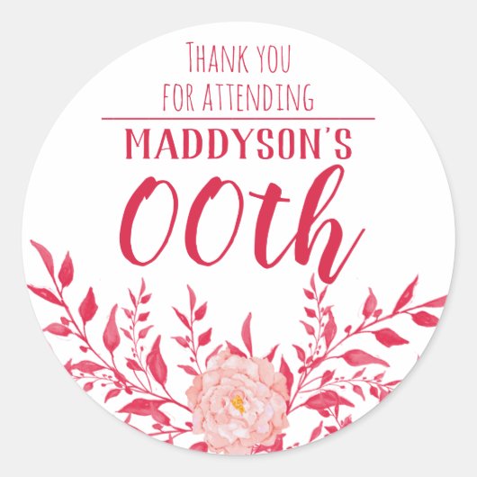 ありがとう18th 21st 30th 40th 50th 60th 70th ラウンドシール (正面)