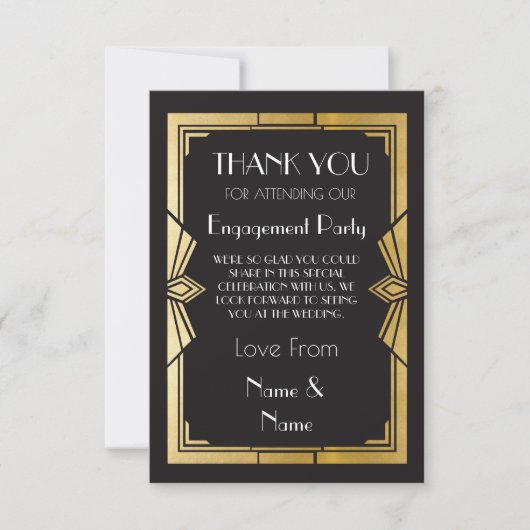 ありがとう1920s婚約ウェディングパーティーカード 招待状 (正面)