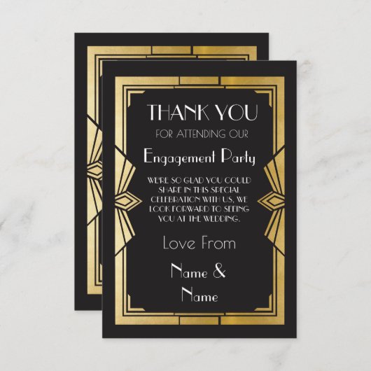 ありがとう1920s婚約ウェディングパーティーカード 招待状 (正面/裏面)