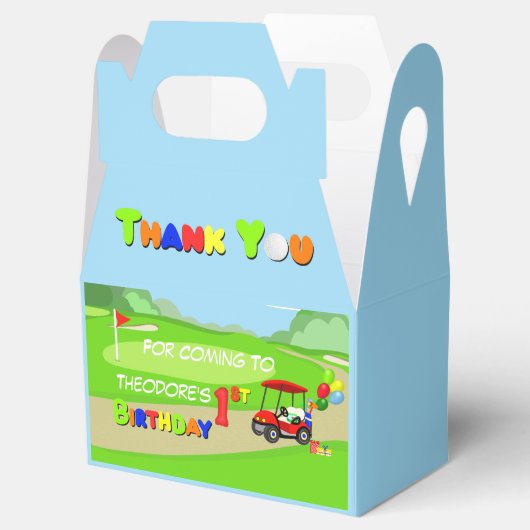 ありがとう1st誕生日レッドゴルフカート少年 フェイバーボックス (オープン)