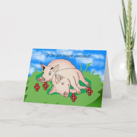 ありがとう2匹の豚が豚を食べてくれて サンキューカード (正面)