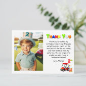 ありがとう2nd誕生日パターンレッドゴルフカート少年 サンキューカード (スタンド正面)