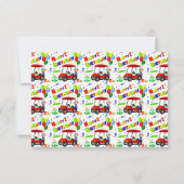 ありがとう2nd誕生日パターンレッドゴルフカート少年 サンキューカード (裏面)