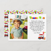 ありがとう2nd誕生日パターンレッドゴルフカート少年 サンキューカード (正面/裏面)