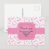 ありがとう40の数字パターンピンク/ホワイト ポストカード (正面/裏面)