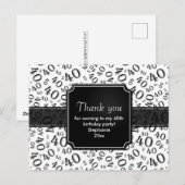 ありがとう40 ナンバーパターン ブラック/ホワイト ポストカード (正面/裏面)
